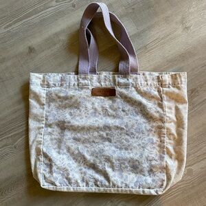 Vintage Laura Ashley large canvas tote bag purple white floral OPEN TO OFFERS